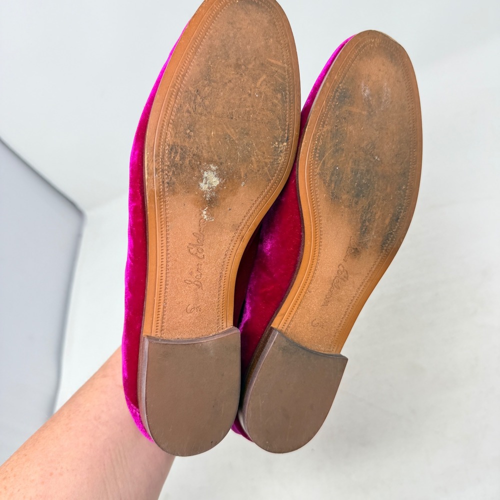 Sam Edelman Loraine Bit Loafers Raspberry Velvet Gold Hardware Shoes Size 6.5M - Picture 9 of 9